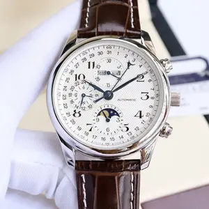 Luxury Moon Phase Automatic Watch – Elegant Dual-Band Options with Intricate Chronograph Design Gift for him