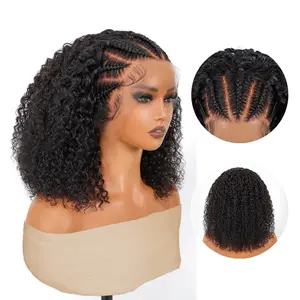 [Summer Musts] Wiggins Hair Braided Wigs Knotless Human Hair 13x4 Lace Front Wig With Baby Hair 16 Inch