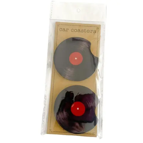 Vinyl Record Music Coaster Cute Car Coasters, Set of 2, Cute Aesthetic Car Coasters, New Car Gift, Gifts for Her, Coasters for Car