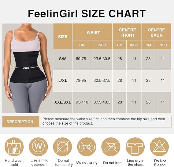 FeelinGirl Waist Trainer Wrap for Women Tummy Control Waist Cincher 3 Segmented Sauna Belt Plus Size Body Shaper Colombianas Plus Size S to 3XL Polyester Shapewear