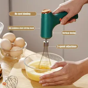 Hand Mixer | Household Cordless Electric Hand Mixer, USB Rechargeable, 304 Stainless Steel, With 2 Detachable Stir Whisks, 3 Speed Modes for Kitchen Baking
