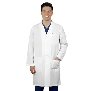 HEEDFIT Premium Quality White Unisex Lab Coat, Ultra-Comfortable Poly-Cotton 37” Professional Lab Coats 1104