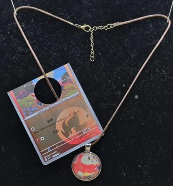 Pokémon Fuecoco Handmade Resin Pendant Necklace, Unisex, 18in Chain with 2in Extender, 20in Total Length, for Casual Wear, 20 Inch Chain, 18 Inches