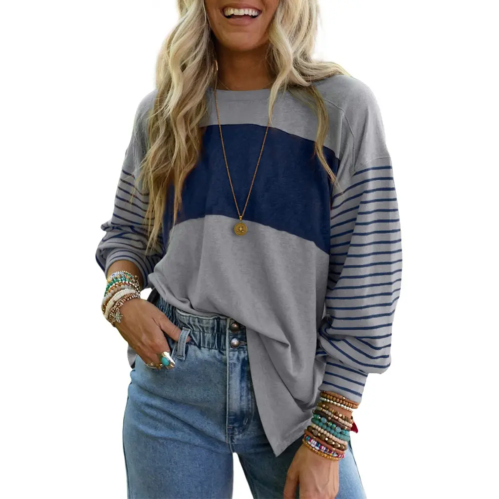 Dokotoo Long Sleeve Fall Tops Oversized 2026 Trendy Round Crew Neck Casual Color Block Womens Shirts Blouses Dokotoo Long Sleeve Fall Tops Oversized 2026 Trendy Round Crew Neck Casual Color Block Womens Shirts Blouses