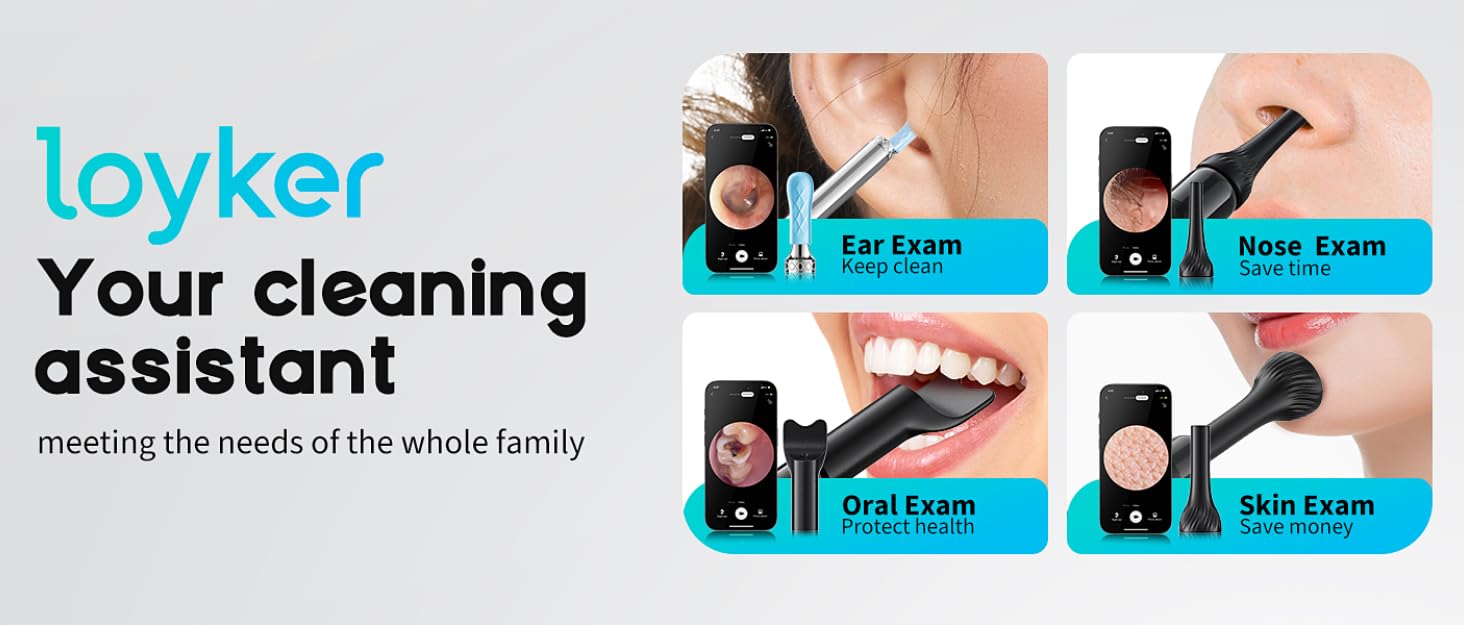 Wax Removal, Cleaner with Camera with 1080P, Otoscope with Light, Wax Removal Kit with 6 Pick, Camera for iPhone, iPad, Android Phones (Blue)