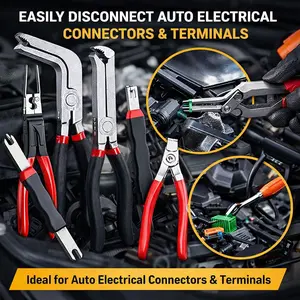 7 Pcs Electrical Disconnect Pliers – Connector Removal Tool for Push Tab Plugs, Car Wire Harness Disconnect Kit for Automotive Repair