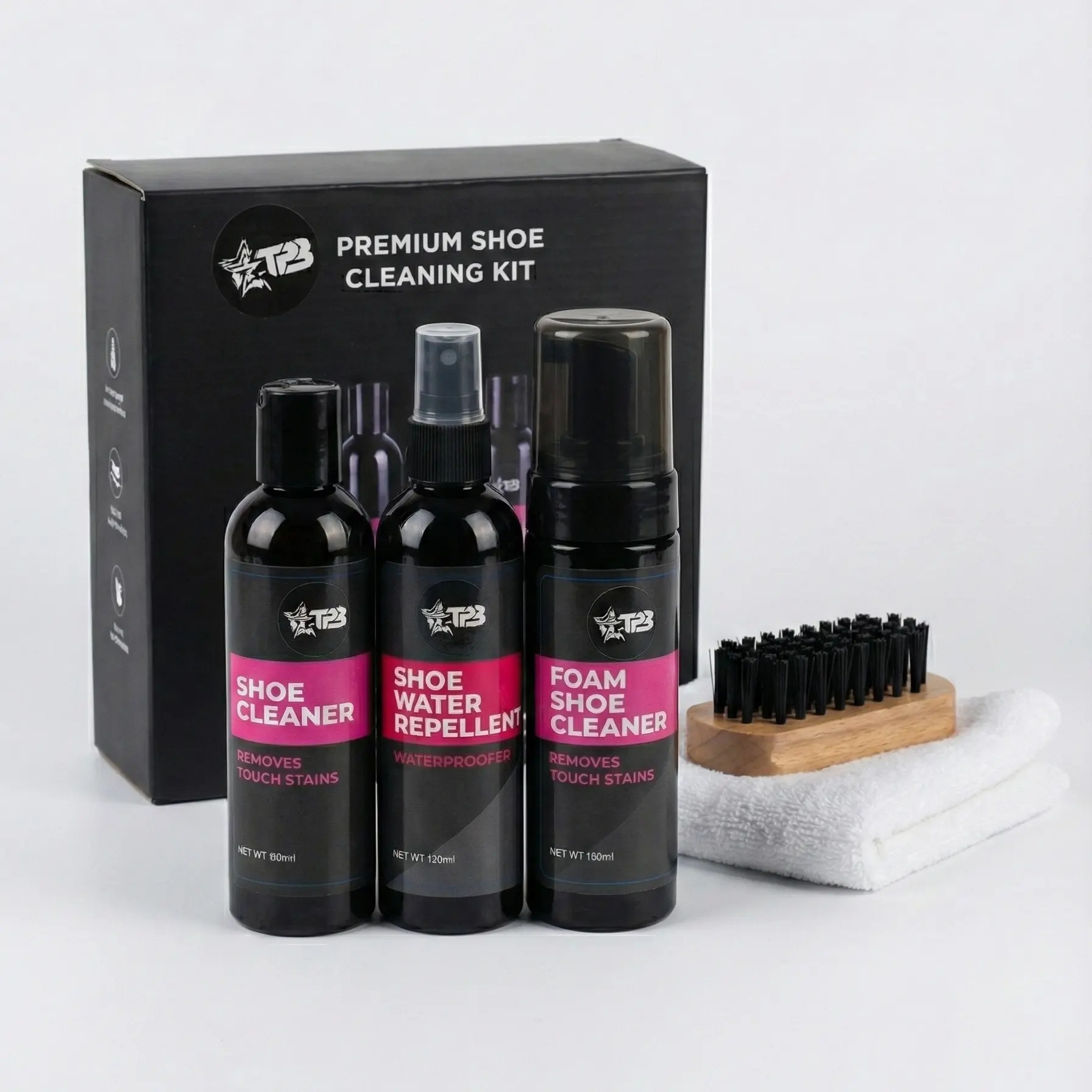 Complete Sneaker Cleaning Kit | Shoe Cleaner + Waterproof Spray & Brush | TPB Premium Care