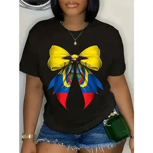 100% Cotton Ecuador Flag Ecuadorian Pride Coquette Ribbon T-Shirt