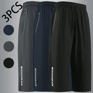 Men’s 3-Pack Mid-Calf Athleisure Dual-Sport Pants, Spring/Summer Printed, Zipper Pockets, Drawstring Waist, Boyfriend Fit, Machine-Washable Mix-and-Match Outdoor Pants for Cycling, Hiking, Mid-Calf Men's Pants, Athleisure Men's Pants