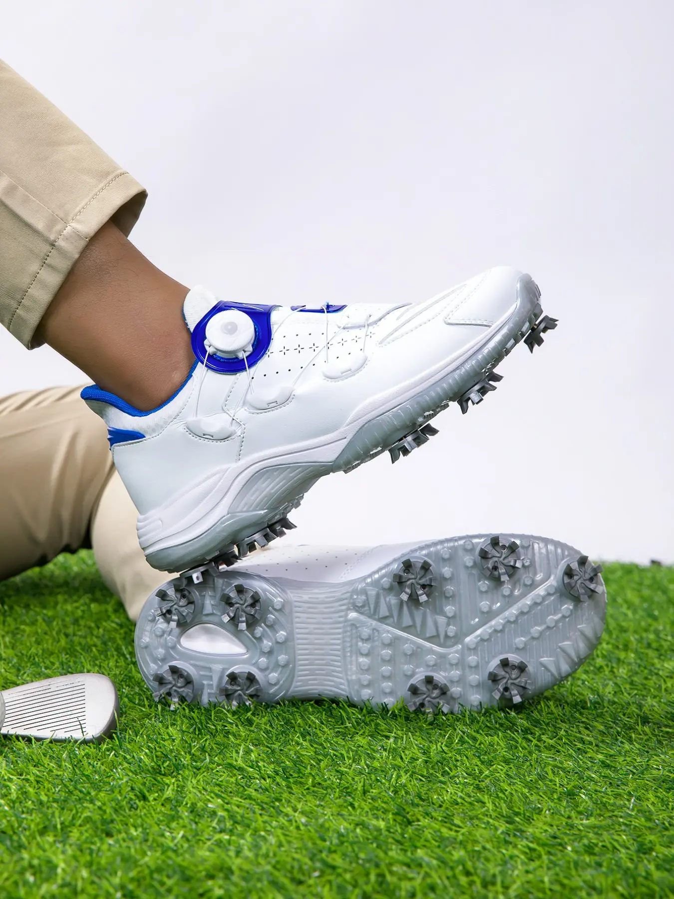 Men's Waterproof Athletic Golf Shoes with Professional Spike Design, Slip-Resistant Grip for Perfect Performance, Lightweight and Comfortable Outdoor Sports Footwear Real Shoes