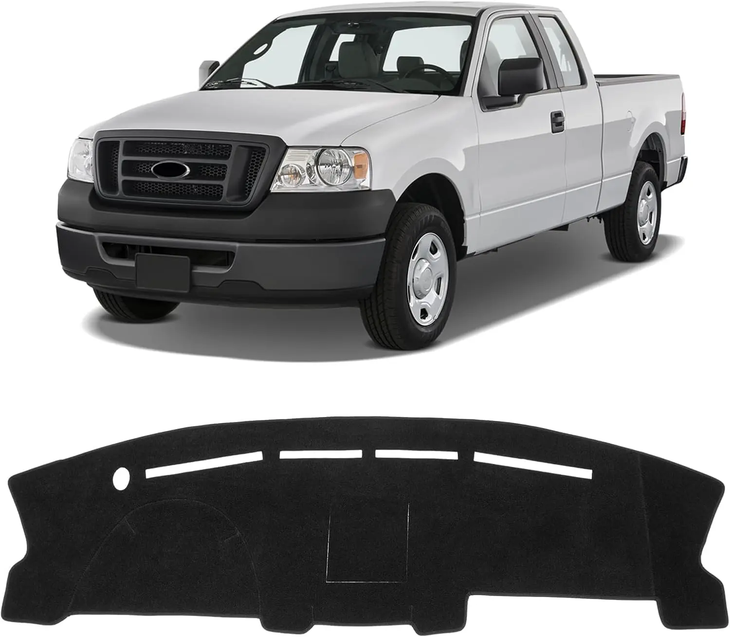 KUST Dashboard Cover for Ford F-150 2004-2008 (XL, STX, XLT, FX4, Lariat) Left-Hand Driving Truck, Polyester Auto Accessories Interior, Comfortable to Touch, Increases Friction, Super Protection Sunshade No-Glare Black Center Console Accessory