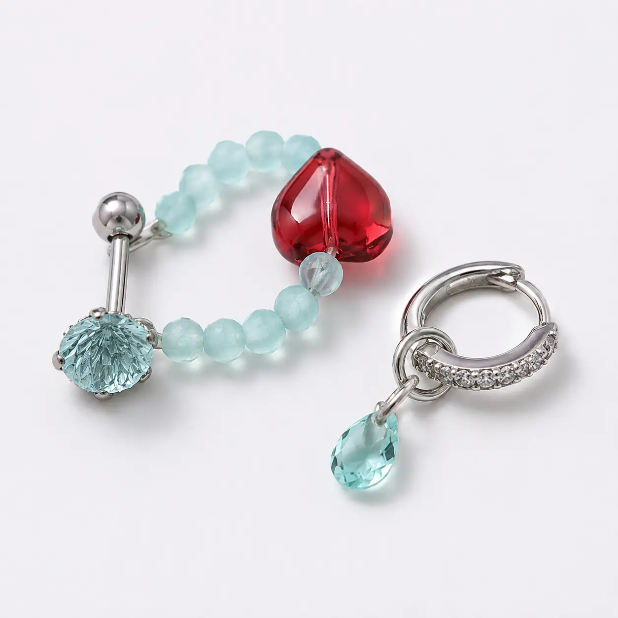 2-Piece Spring Mint Earring Set, Fresh Colorful Stainless Steel Jewelry