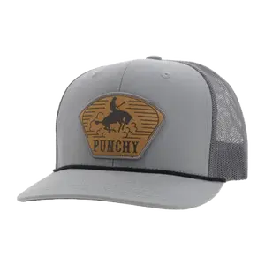 Hooey 'Cavvy' Punchy Leather Patch Grey Trucker Hat 5032T-GY