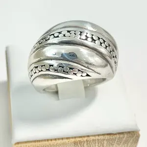 Sterling Silver 925 Electroform Ring for Women Lightweight Hollow Jewelry