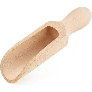 1 Pcs Wooden Spoons, 5.5 In Natural Beech Wood Bath Salt Scoop for Flour, Bath Salt, Sugar, Cereal, Coffee and More