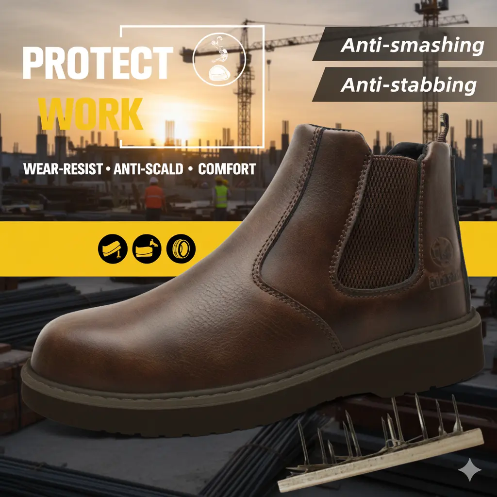 Mens Steel Toe Work Shoes Heavy Duty Performance Smash Proof Puncture Proof Non Slip Breathable Durable Safety Footwear for Solar and Construction