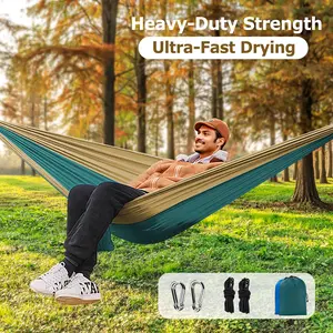 Portable Nylon Outdoor Camping Hammock Anti Tip Design Includes Carry Bag Ideal for Beaches Yards and Hiking