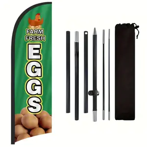 Polyester Egg Shop Flag, Floor Mounted Advert Banner Decoration, Includes Pole & Stake, Ideal for Outdoor Promotion, Outdoor Banners, Yard Sign Banner