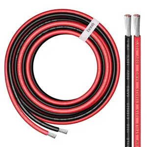 6 Gauge Wire -  10 FT Red & 10 FT Black 6 Gauge Tinned Copper Electrical Wire  for  Audio Automotive Trailer Marine Harness Wiring 6AWG 10Ft
