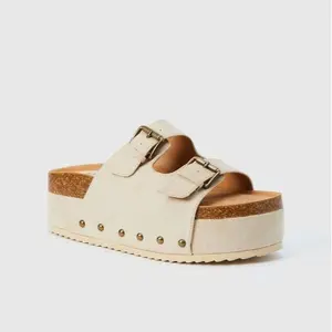 Just Fab Platform Slide Sandals Comfortable Wedge Sandal Non-Slip Sole Open Toe Summer Casual Walking Shoes Footwear with Arch Support