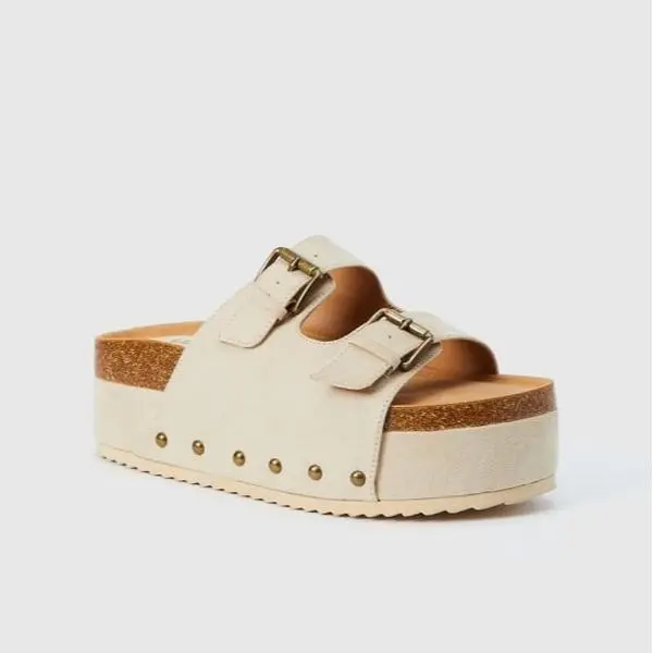 Just Fab Platform Slide Sandals Comfortable Wedge Sandal Non-Slip Sole Open Toe Summer Casual Walking Shoes Footwear with Arch Support