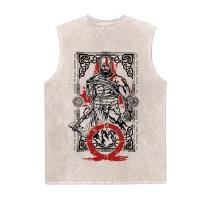 God of War Game Vintage Tank 90s Graphic Sleeveless Tank Tops Men Vest Streetwear Outfits Men Vacation Outfits Sleeveless Shirt