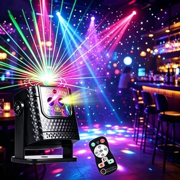 Voice-Controlled Starry Laser Atmosphere Lamp, Colorful Beams, Remote Control Compatible, 1-Click Dancing Effects for KTVs, Bars (Home Improvement Indoor Lighting)