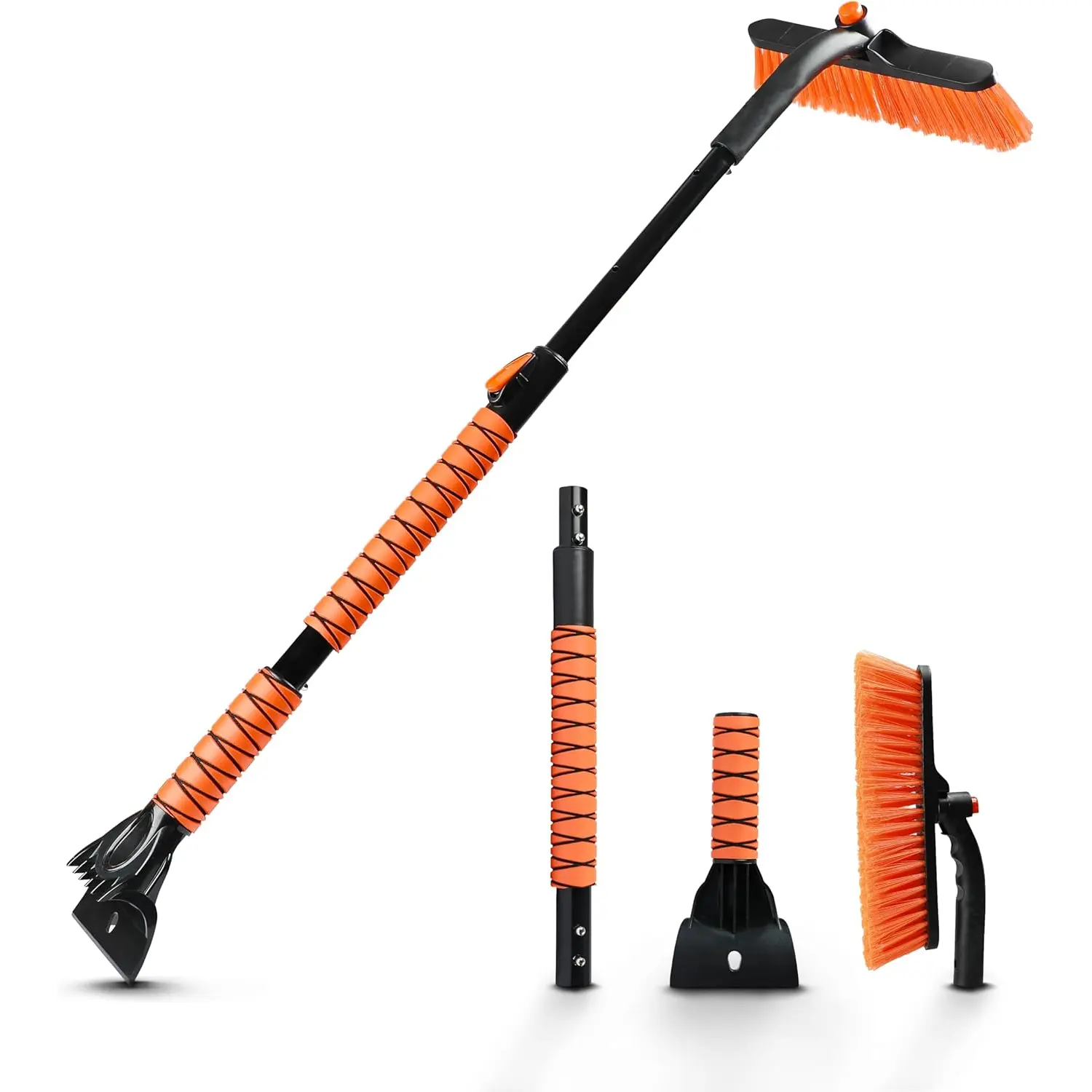 Econour 44.7" 3 in 1 Snow Brush for SUV, 360° Pivoting Extendable Long Snow Brush for Car, Snow and Ice Scrapers for Windshield with Ergonomic Foam Grip for Car Truck SUV, Winter Car Accessories EcoNour