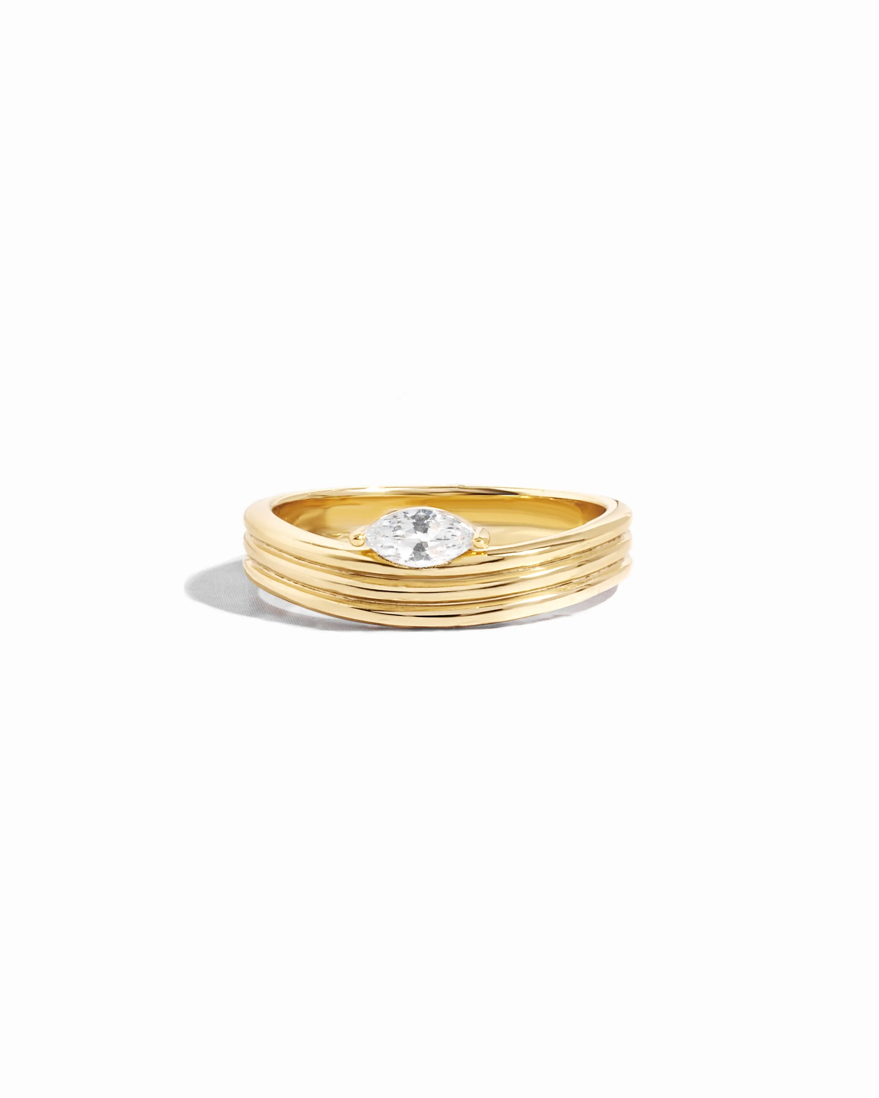 Sami Jewels 925 Sterling Silver 14k Gold-Plated 3mm x 6mm Marquise Cubic Zirconia Band Ring for Female Adults, Sizes 4-10, Hypoallergenic Nickel-Free, Ideal for Everyday Wear Bridal Statement Multi Ring