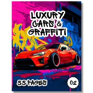 Tuned Hypercars Graffiti Coloring Book: 50 Extreme Supercars with Graffiti-Style Designs for Kids, Teens, and Car Lovers — Perfect for 6-18 JDM Retro Sport Book
