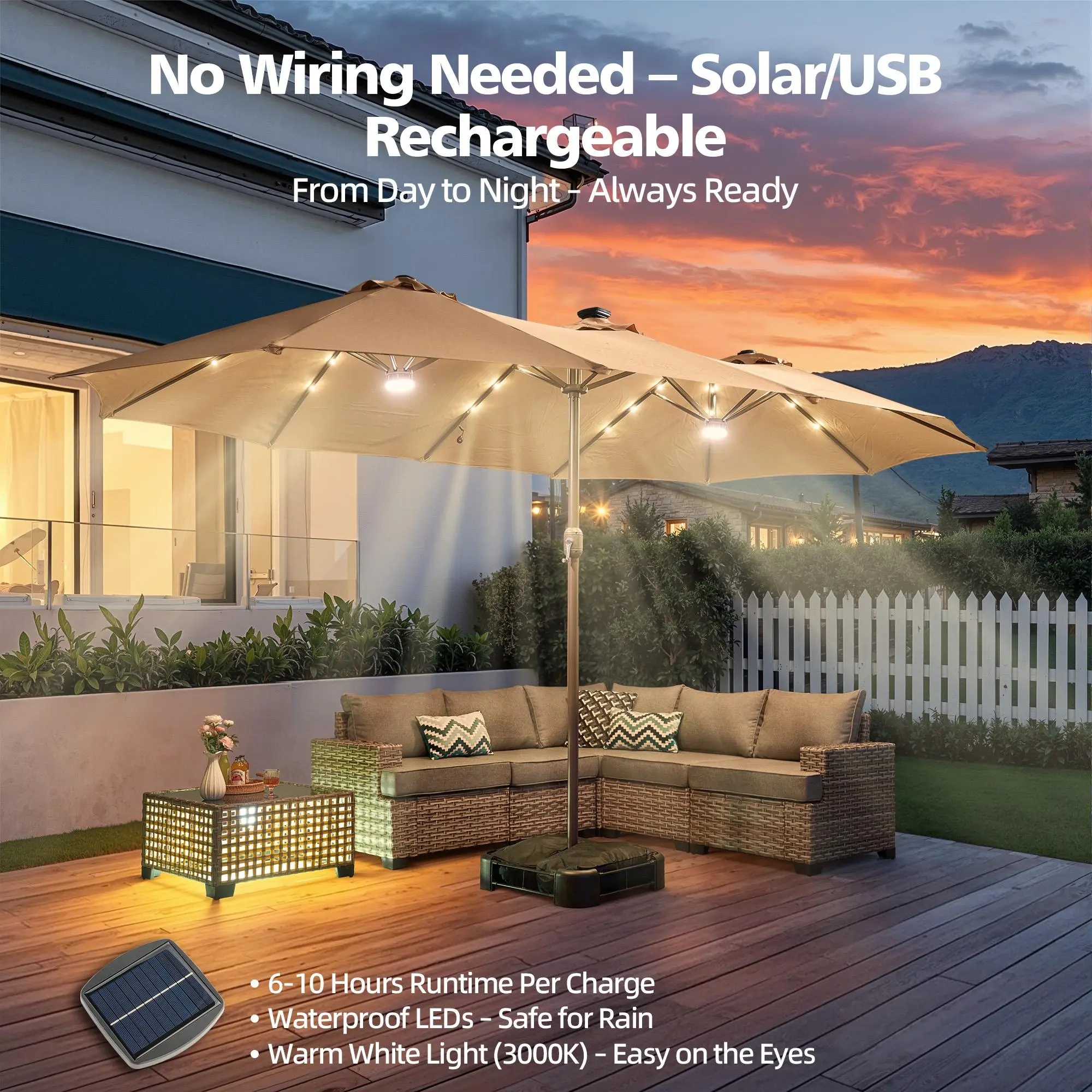 15 ft rectangular patio umbrella with solar lights MONDAWE Umbrellas 12 LED Strip Lights Rib, Double-Sided Market Umbrella with Base Included, Large Umbrella for Yard Poolside : Patio, Lawn & Garden This umbrella is made of a thick iron pole and high 15ft Rectangle Patio Umbrella with