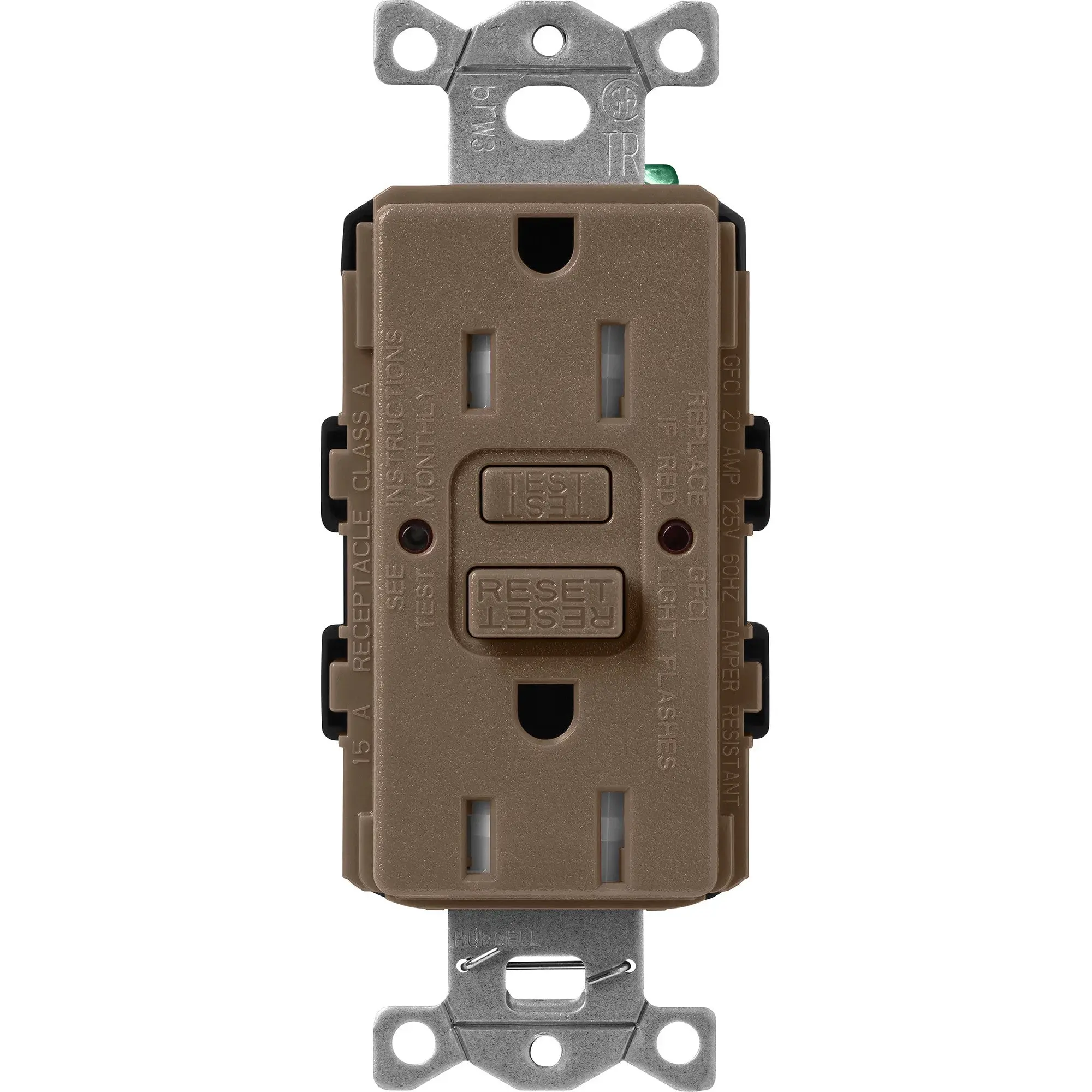 Lutron Claro Tamper-Resistant GFCI Duplex Receptacle, 15A, 125V, Self-Testing, Espresso, SCR-15-GFST-EP