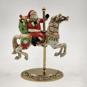 Homco Carousel Horse Figure Santa Claus #5117 Ceramic Brass Stand Philippines