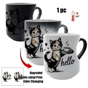 Cute Thermosensitive Ceramic Mug, Magic Color-Changing Design, 11oz Capacity, Perfect Christmas Gift for Friends & Family