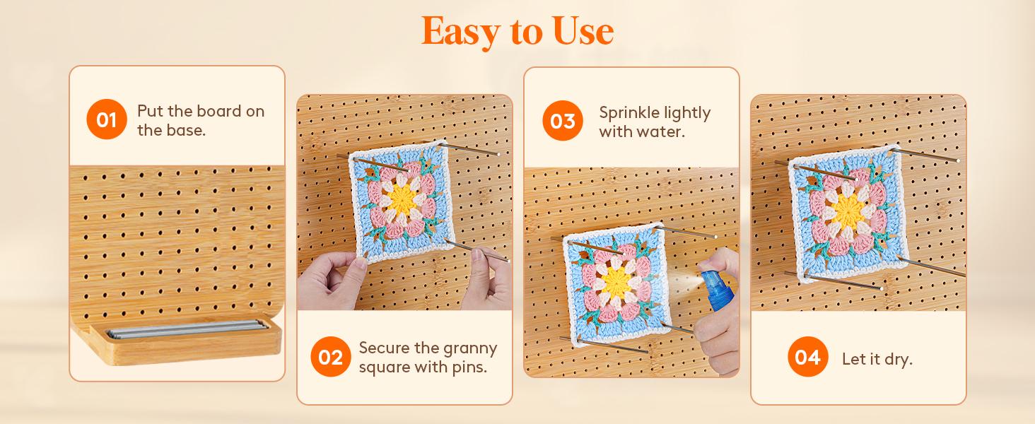 Lifewit Bamboo Crochet Blocking Board with Pegs & Steel Pins - Ideal for Knitting & Crochet Projects - Handmade Crafts & Handicraft Tools