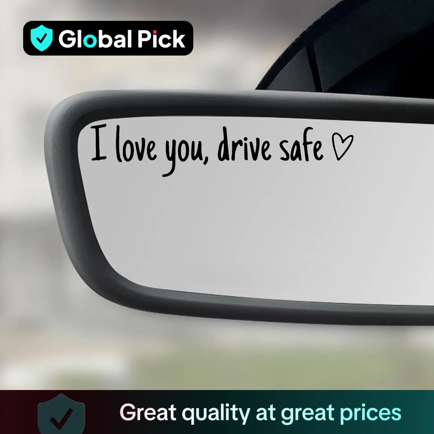 Car Rearview Mirror Sticker, 2 Counts I Love You Drive Safe Car Mirror Decal, Vinyl Decal for Car, Universal Car Interior Accessories