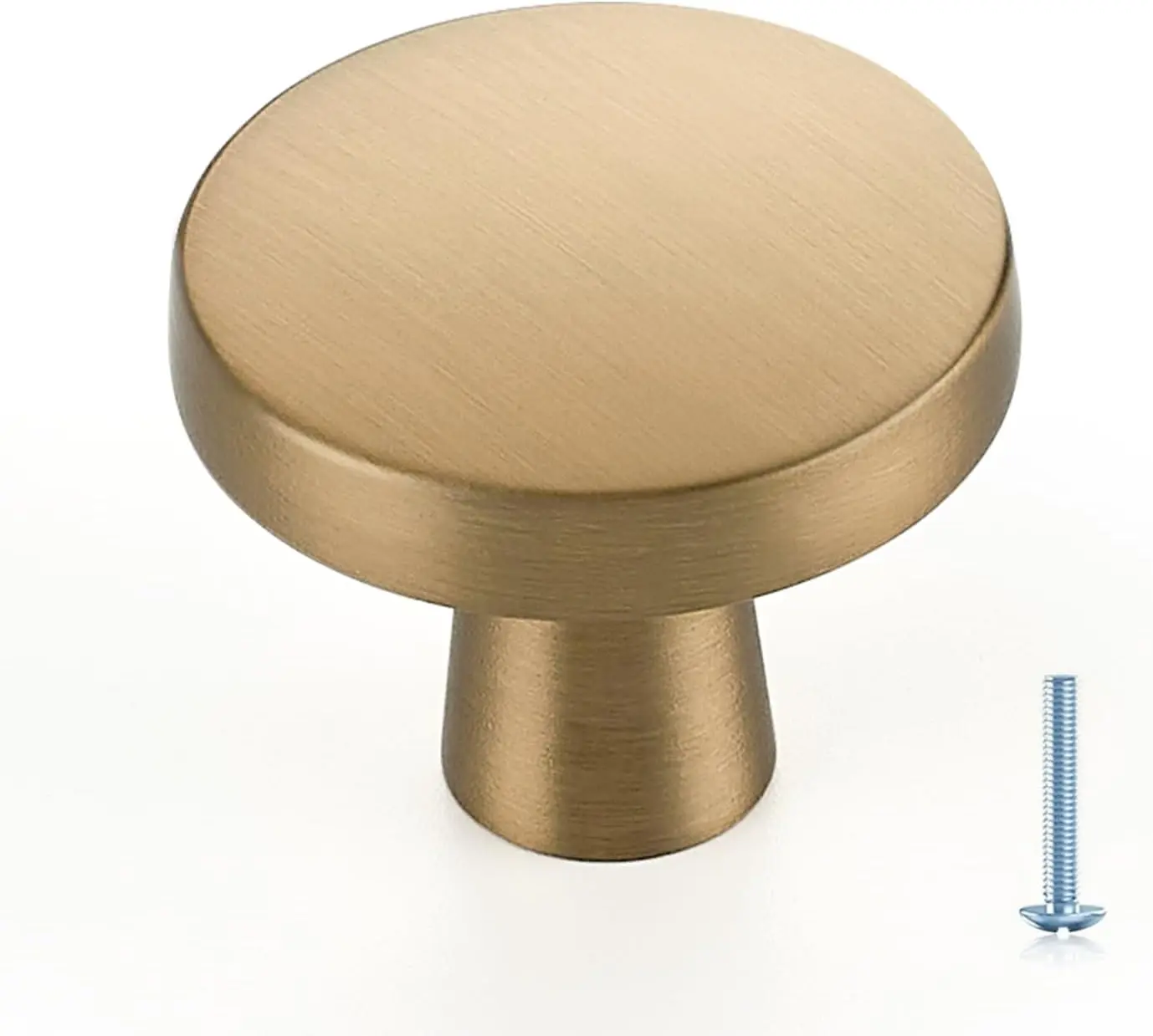 10-Pack Single Hole Round Cabinet Knobs - Champagne Bronze, Brushed Nickel, Antique Brass Kitchen & Drawer Hardware, Oil Rubbed Bronze