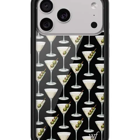 Wildflower Cases Ashtin Earle Limited Edition Customized Protective Smartphone Case - Martini Green Olives Black Background, Raised Durable Shockproof Black Rubber Bumper, Women's Small Business Gift with Screen Protector