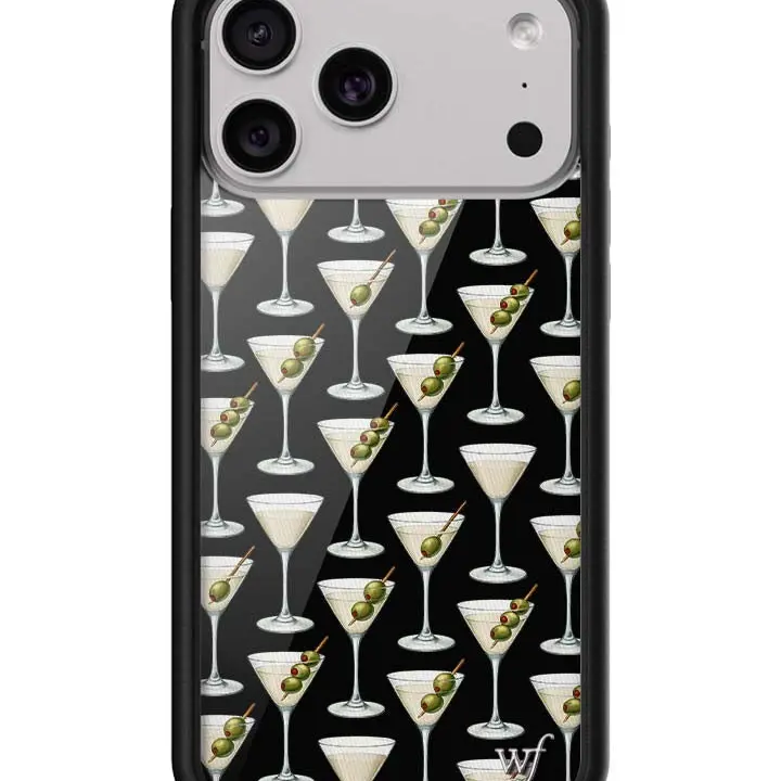 Wildflower Cases Ashtin Earle Limited Edition Customized Protective Smartphone Case - Martini Green Olives Black Background, Raised Durable Shockproof Black Rubber Bumper, Women's Small Business Gift with Screen Protector