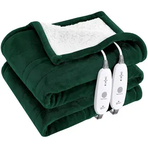Heated Throw Blanket Flannel Electric Blanket Throw with 4 hrs Timer Auto-Off & 3 Heating Levels Sherpa Heated Blankets with Overheating Protection