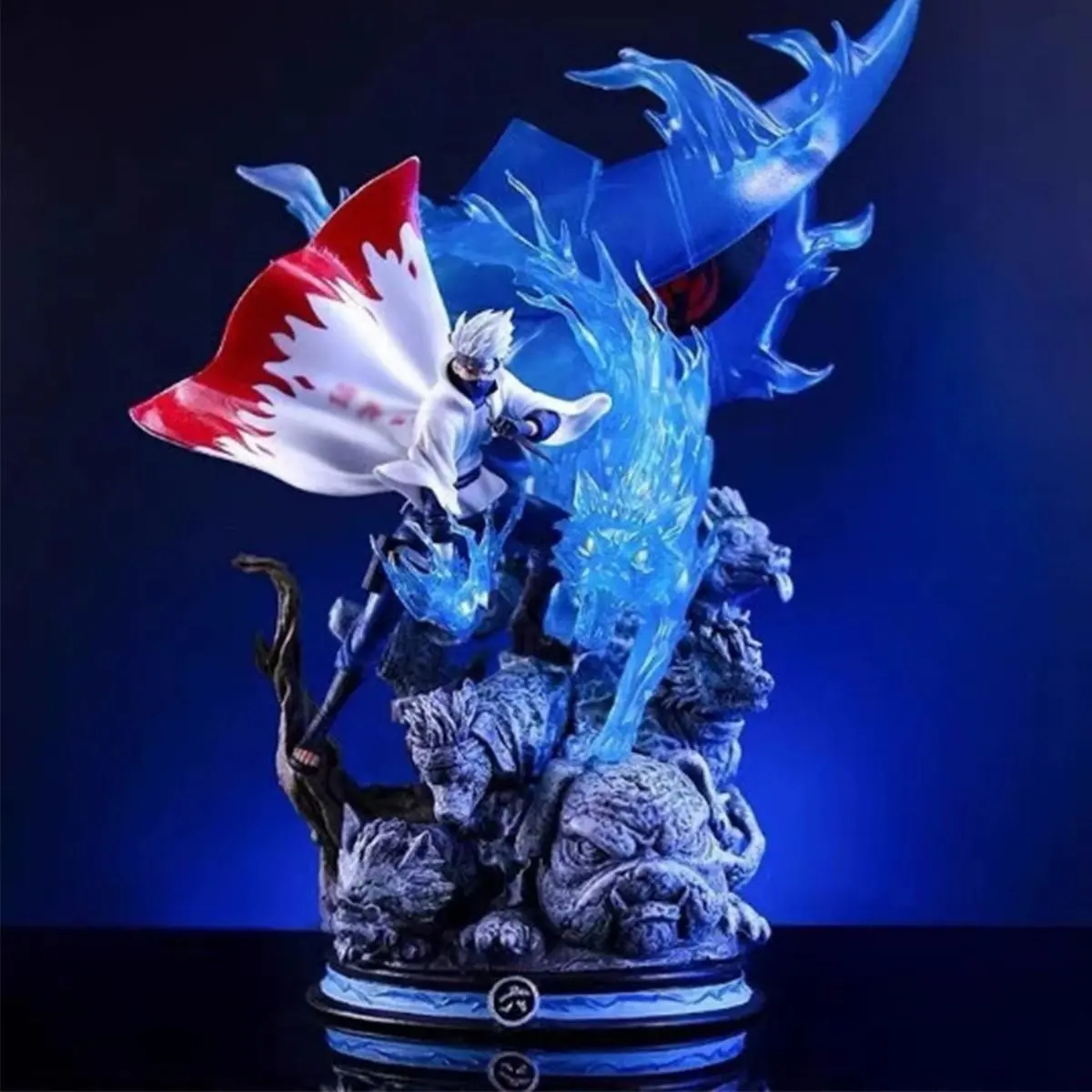 1 Pieces Naruto Kakashi Hatake Figure Figurine! 6th Hokage with Susanoo Blue Flame Effect，Unboxing Kakashi Susanoo Statue! Must-Have Naruto Collectible for Anime Fans，Perfect Desk Decor Desktop Statue for Naruto Otakus
