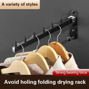 Thick Stainless Steel Folding Clothes Drying Rack, Wall-Mounted Invisible Laundry Hanger, Ideal for Balcony Bathroom Hotel Apartment