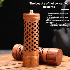 Acacia Wood Adjustable Standing Incense Burner, Solid Wood Design, New Traditional Style, Hollow Out Incense Holder, Complete Material