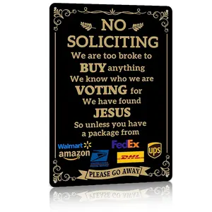 No Soliciting Aluminum Sign,8x12 Funny Door Sign,Package Delivery Only Sign,Funny Home Decor,Front Door Warning Sign,Amazon FedEx UPS Mail Sign,Please Go Away Sign