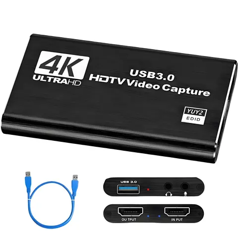 HDNKT 4K HDMI Capture Card for Content Creators - Full HD 1080P 60 FPS USB Capture Accessory with Wide Compatibility for PS5/PC/Switch, Camera, Devices, OBS
