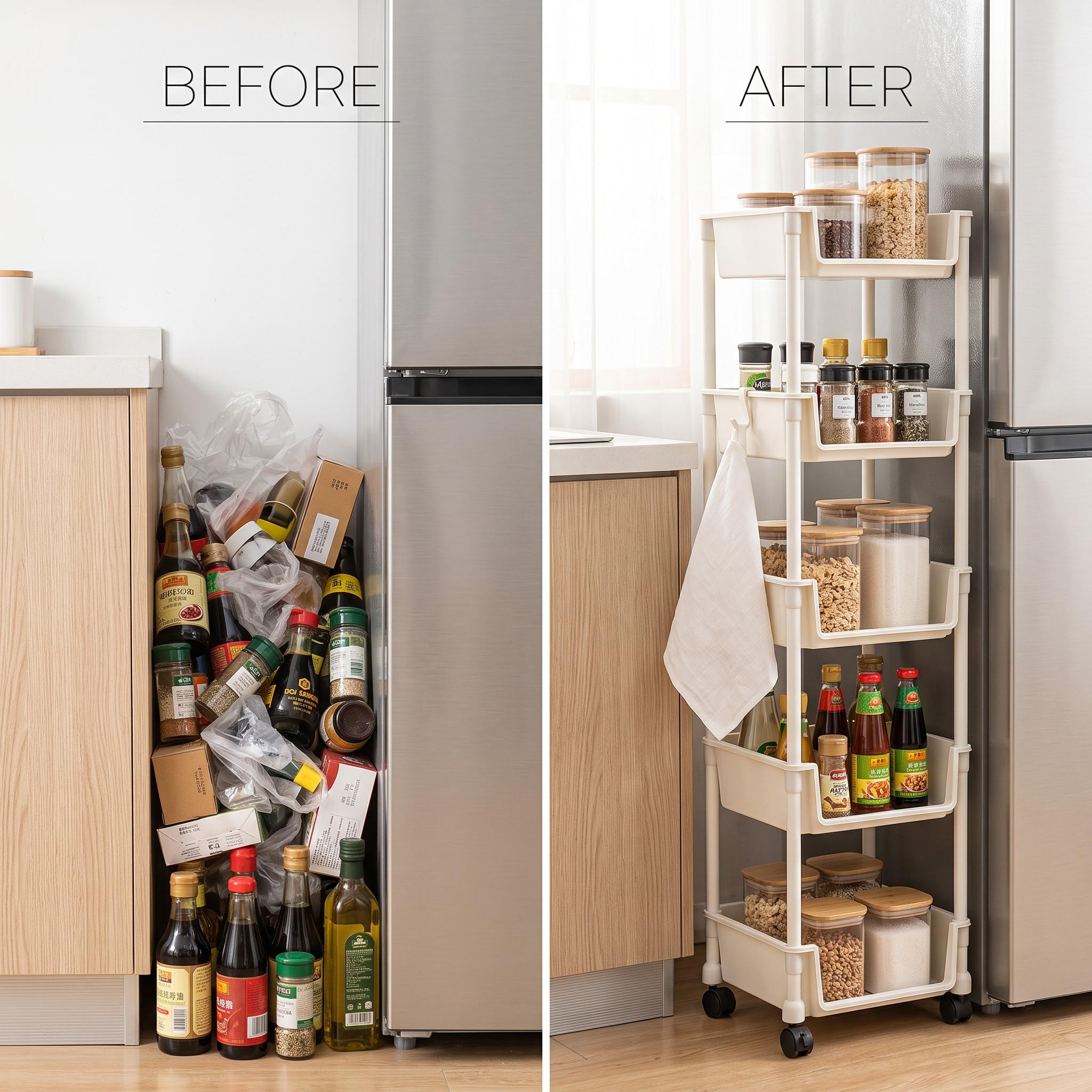 *Rolling  Cart with Wheels, Multi-Layer Adjustable Freestanding Shelf, Space Saving Plastic Organizer, Portable Easy Install  Unit for Kitchen Bathroom Bedroom Living Room - Memorial Day Deals & Memorial Day Sale storage work hat metal