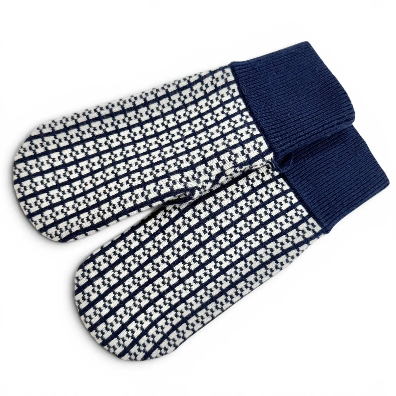 Pre-owned HERMÈS Cashmere Small Leather Goods Hermes Hope Mitten knit jacquard gloves