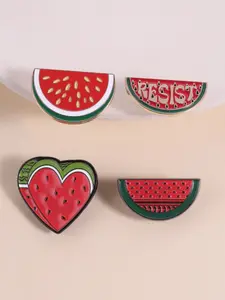 4-Piece Watermelon Unity Enamel Badge Set, Protest Style Pins, Attachable to Clothes Backpacks, Ideal for Equality Supporters