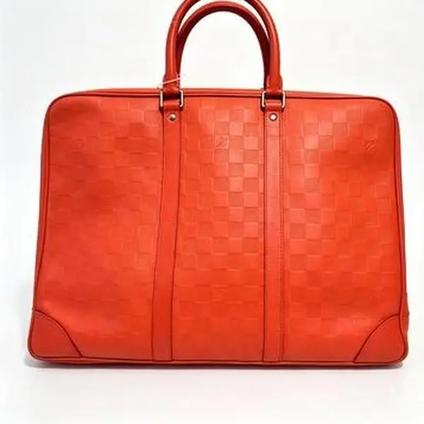 Pre-owned Louis Vuitton LV Vibrant Red Damier Infini Embossed Leather Briefcase Double Top Handles Business Laptop Handbag