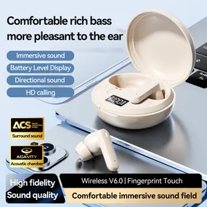 Chengruida M164 In-Ear Bluetooth Headphones True Wireless Earbuds with High Fidelity Bass Boost Lightweight Design & Battery Display for Comfortable Extended Wear